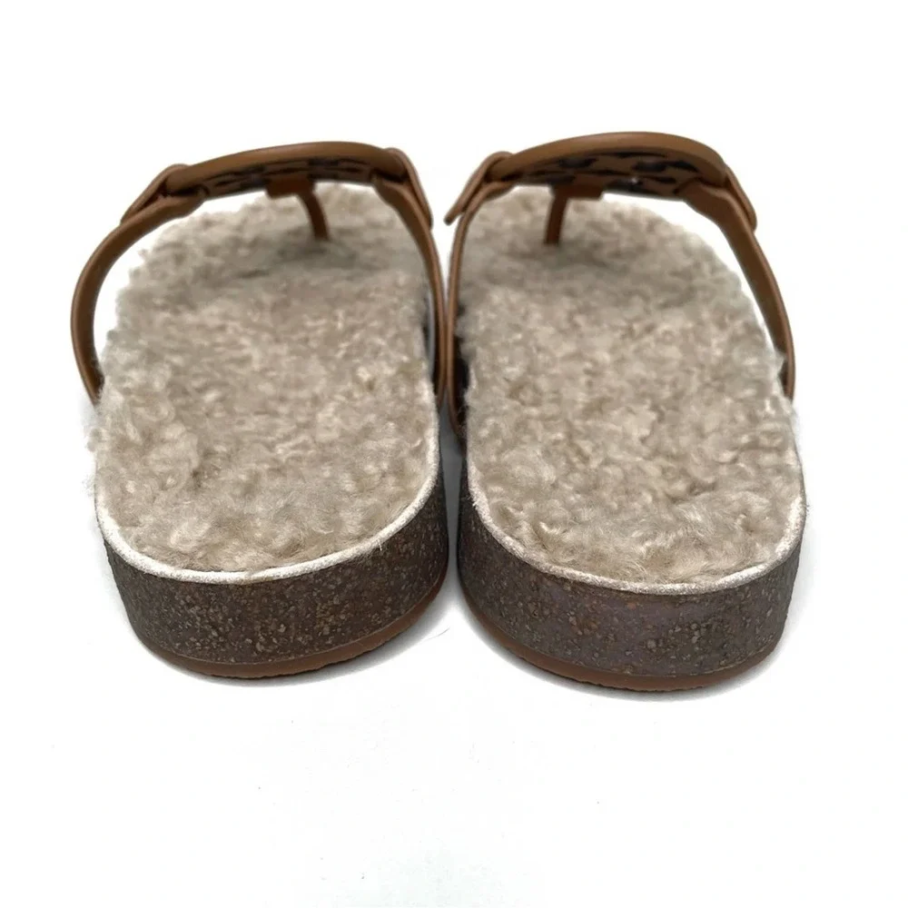 Tory Burch Miller Cloud Shearling Sandals Brown Color Size 10 - Picture 5 of 11